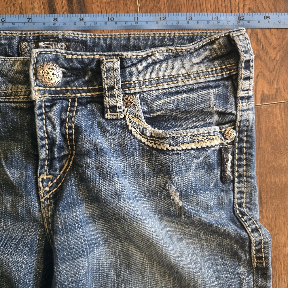 Silver Women's Blue Distressed Capri - Picture 6 of 8